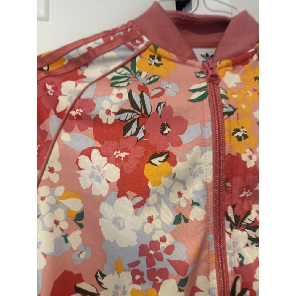 Adidas HER Studio London Track Jacket Pink Green Floral Full-Zip Youth M 11-12Y - Picture 2 of 15